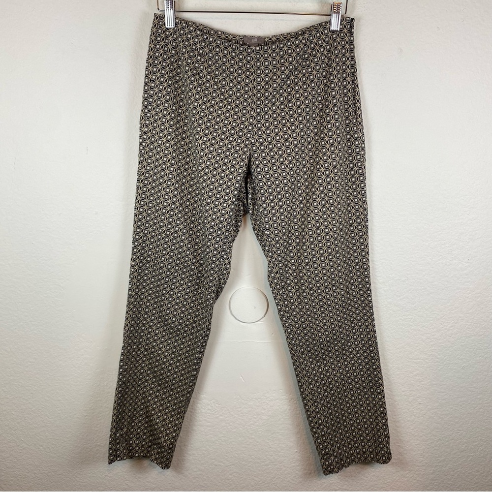 J Jill Women’s 2 Pants Slacks Geometric Pattern Stretch Straight Business Career